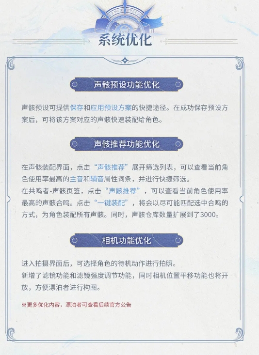 鸣潮2.1全新系统优化内容有哪些？